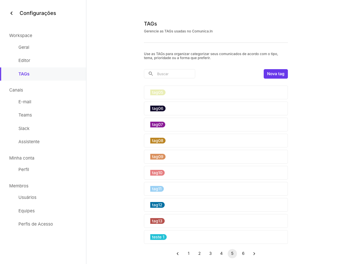 Gerenciamento de TAGs